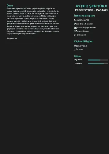 Pastacı Cv Örnekleri cv indir